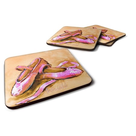 CAROLINES TREASURES Ballet Shoes Brown & Pink Foam Coasters - Set of 4 MW1304FC